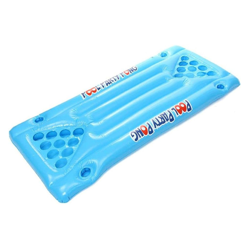 Pool Party Pong Mat - Aufblasbare Beer Pong Luftmatratze 145x60cm mit 24 Becherhaltern - Party Game