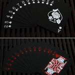 54er Waterproof Pokerkarten Set - Exklusives Rosen Design in Schwarz Rot - PVC Poker Spielkarten - Card Game