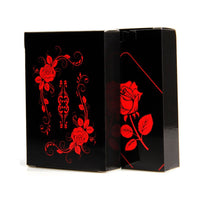 54er Waterproof Pokerkarten Set - Exklusives Rosen Design in Schwarz Rot - PVC Poker Spielkarten - Card Game