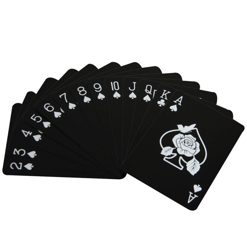 54er Waterproof Pokerkarten Set - Exklusives Rosen Design in Schwarz Rot - PVC Poker Spielkarten - Card Game