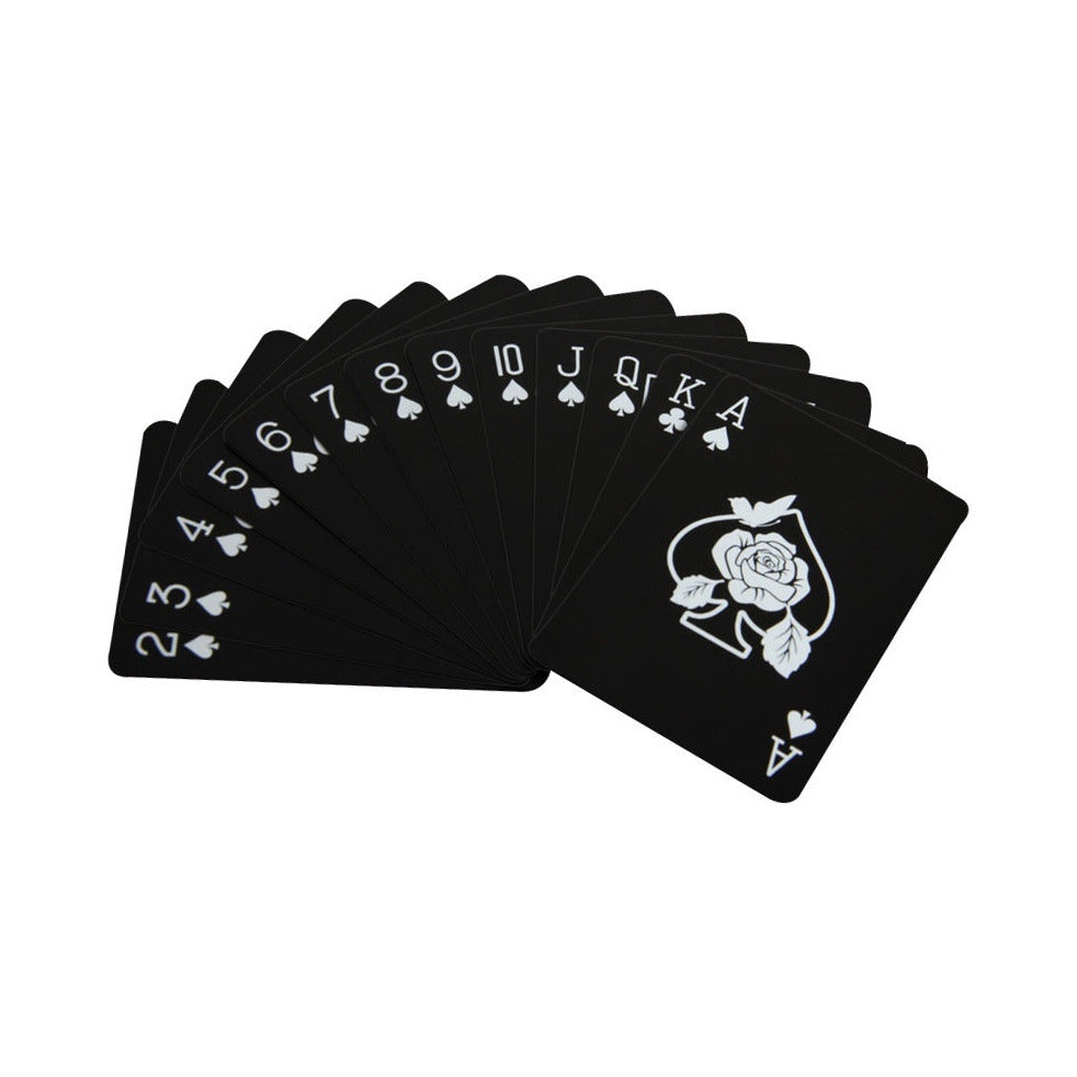 54er Waterproof Pokerkarten Set - Exklusives Rosen Design in Schwarz Rot - PVC Poker Spielkarten - Card Game