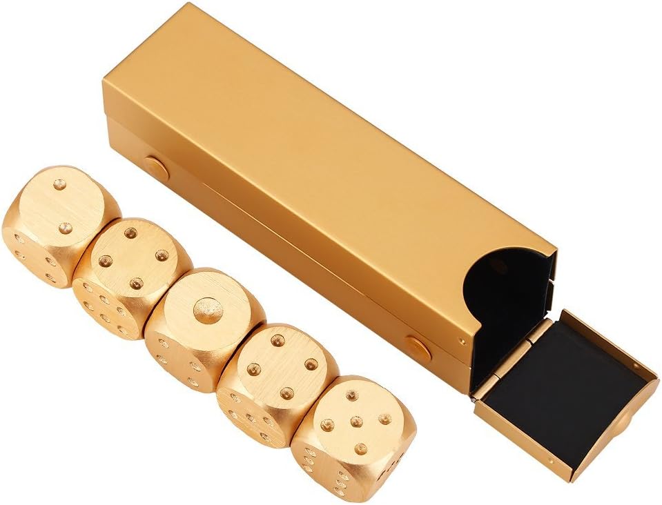 Metall Würfel Set + Box Gold - Dice Game