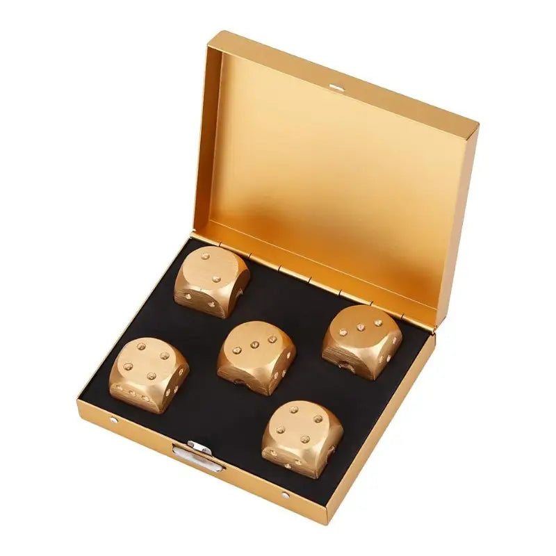 Metall Würfel Set + Box Gold