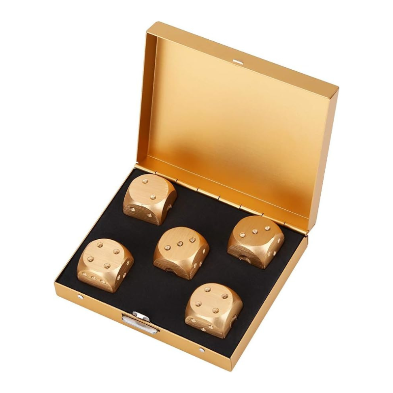 Metall Würfel Set + Box Gold - Dice Game