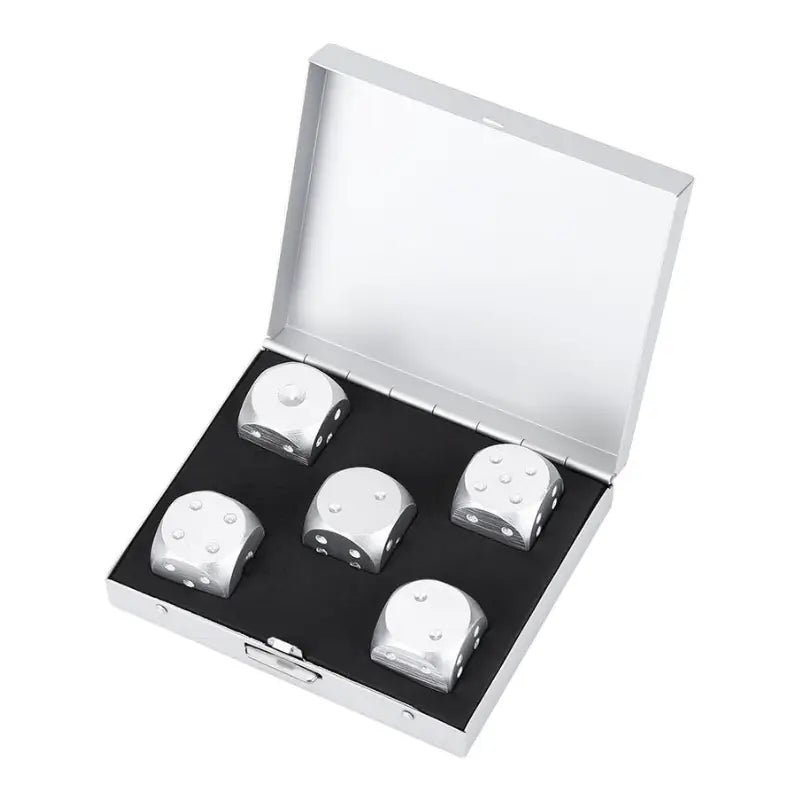 Metall Würfel Set + Box Silber
